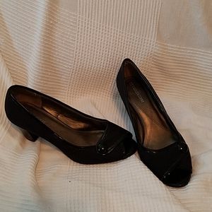 Black Peeptoe Business Heels